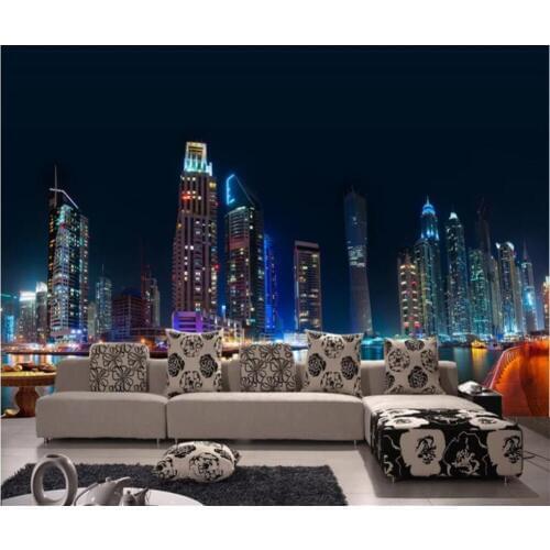 Beibehang Custom wallpaper 3D modern minimalist city deep night view TV background wall painting Papel de parede 3d wallpaper