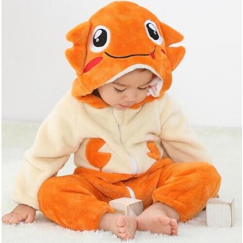 Baby Boy Girl Clothes Romper Onesie Cartoon Crab Newborn Toddler Rompers Flannel Winter Warm Soft Baby Infant Costume