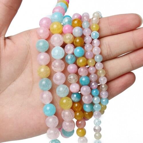 Natural Stone Morganite Fire Dragon Veins Agates Beads Loose Round Beads for Jewelry Making DIY Handmade Bracelet 6 8 10mm 15