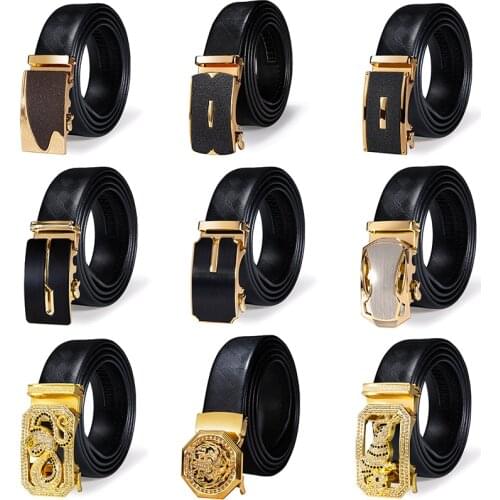 Barry.Wang New Gold Mens Belt Automatic Buckle Cow Genuine Leather Belt for Men Luxury Brand For Gifts Business Wedding Party