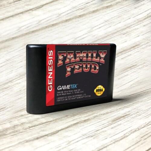 Family Feud - USA Label Flashkit MD Electroless Gold PCB Card for Sega Genesis Megadrive Video Game Console
