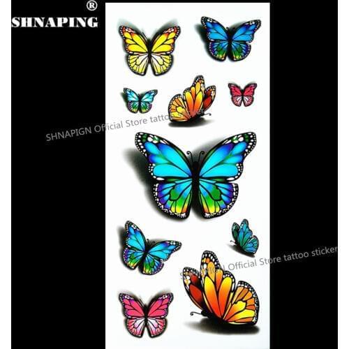 SHNAPIGN 3d Temporary Flash Tattoo Body Art Back Sticker 1 sheet 19*9cm For Selfie EN71 High Quality Tatoo Sexy Butterfly