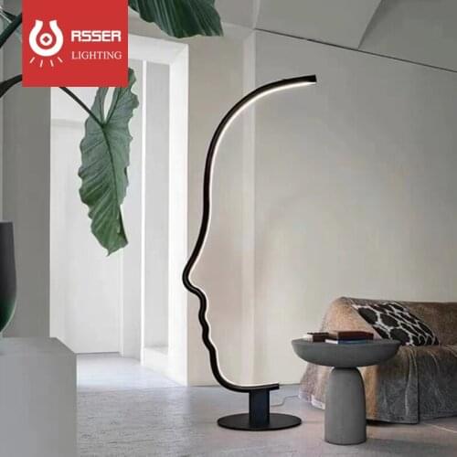 RSSER Modern Nordic Art Face LED Corner Floor Lamp For Living Room Designer Bedroom Study Hotel Lobby Standing Lamp Floor Light