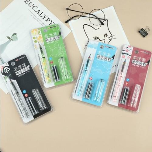 Student Calligraphy Erasable Fountain Pens Ink Sac Set 0.38mm Blue Kawaii Pen for Kids School Supplies