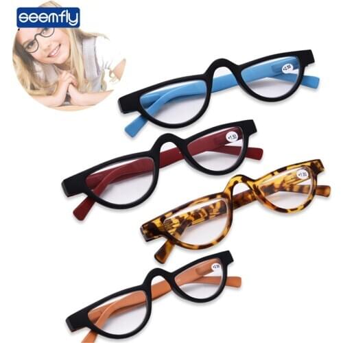 Seemfly Vintage Small Cat Eye Reading Glasses Women Presbyopic Eyeglasses Men Retro Colorful Eyewear For Female Diopters 1.0 4.0