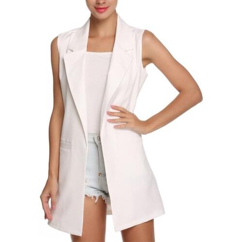 Women Jackets Solid Color Fashion Women Sleeveless Lapel Open Front Cardigan Fashion Coat Summer Spring Ladies Clothing