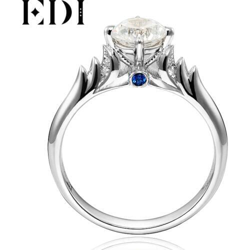 EDI Angel Swan 0.8CT Round Cut Moissanite Diamond 14K 585 White Gold Wedding Engagement Ring For Women Jewelry