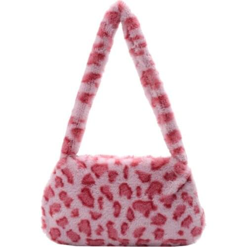 Winter Vintage Zebra Pattern Shoulder Furry Underarm Bag Female Plush Handbag Soft Warm Fur AnimalPrint Tote Purse For Lady Bag