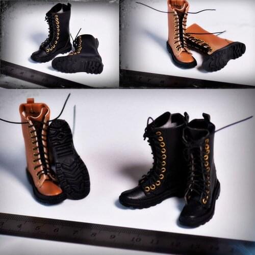 1/6 Female Leather Boots Empty Inside Black/Brown Shoes Model Toy FASToys for 12" Woman Action Figure