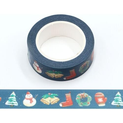 1 pc 15mm*10m Christmas snowman boots tree bells gloves Decorative Washi Tape DIY Scrapbooking Masking Tape School Office Supply