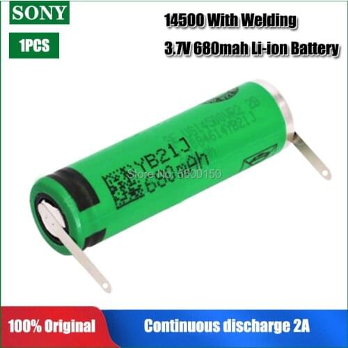1PCS New 100% Original High Capacity AA 680mAh VR2 14500 Batteries Li-ion 3.7v Rechargeable Battery With Welding