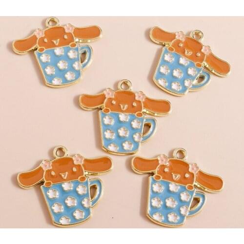 10pcs 27*23mm Gold Color Cup Flower Rabbit Charms for Jewelry Making Alloy Animal Jewelry Findings Necklace Earrings Pendants