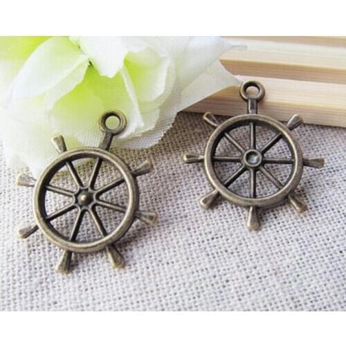 100pcs 28.60x25mm Cute Cabinet Antique silver tone Rudder Connector Pendant Charm/Finding,for 1pcs Rhinestone,DIYAccessory