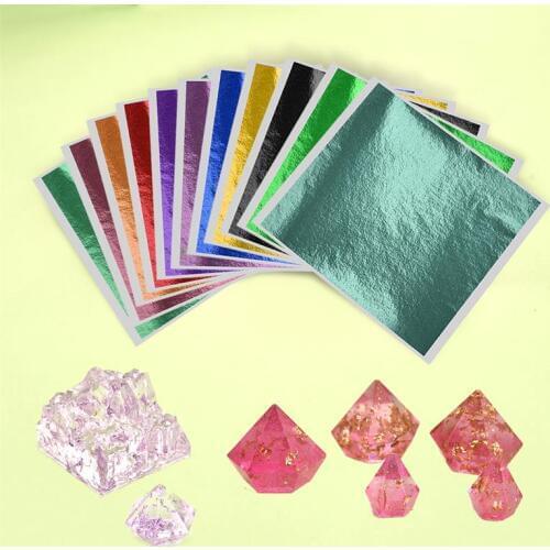 100pcs 8x8cm 100pcs 8*8.5cm Gold Silver Foil Paper Gilding DIY Art Crafts Decor for Resin Jewelry Making Art Nail Decoration