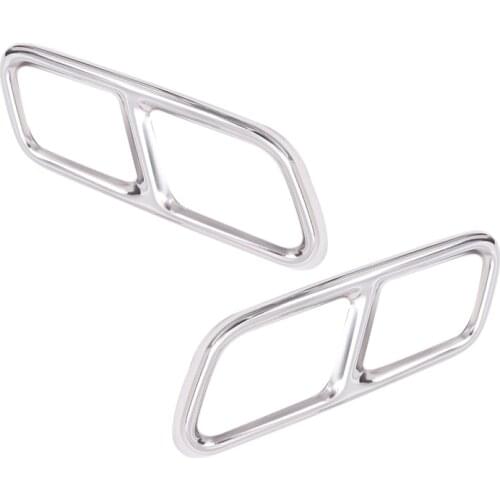 2Pcs/ Set Silver Dual Exhaust End Pipe Muffler Tip Trim Cover Fit For Mercedes S Class W221 W222 C217 Stainless Steel