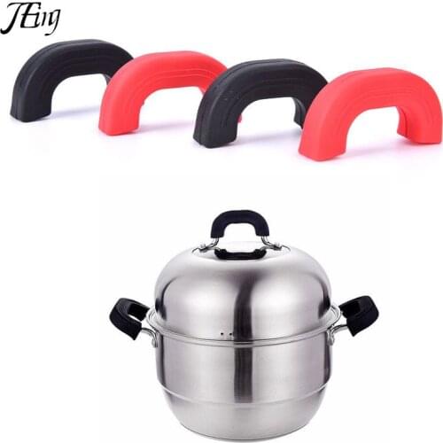 2 x Silicone Anti-Scald Pot Handle Protectors Non-Slip Pot Clip Sleeves Heat Resistant Oven Gloves Kitchen Gadgets
