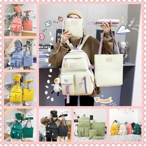 4 Pcs Set Backbag School Bag For Teenager Girl Women School Backpack Student College Waterproof Childrens Book Bags Rucksack