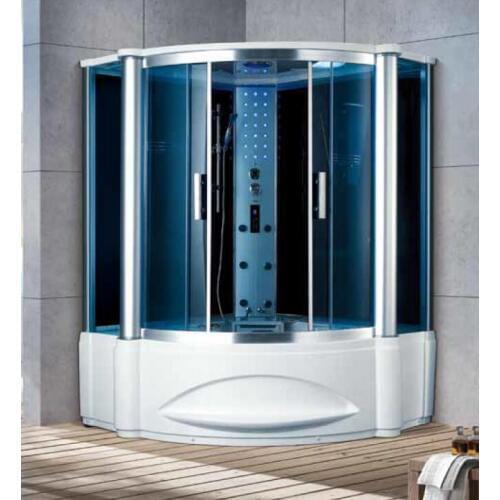 1500X1500X2200mm Bathroom Wall Corner Steam Shower Enclosure Mult-Functional Computer Control Wet Sauna Room 7062