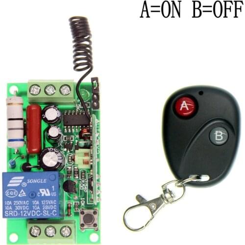 AC 220V 110V 1 CH 1CH RF Wireless Remote Control Light Switch System,315/433 MHz Transmitter + Receiver,Latched (A-ON,B-OFF)