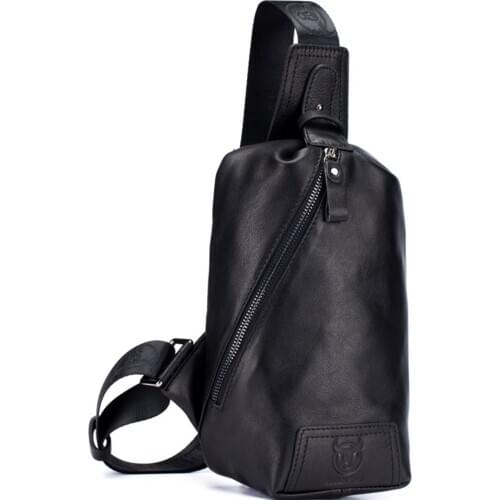 BULL CAPTAIN Genuine Leather Shoulder Cross-Body Chest Bag Anti-Theft Mens Causal Hiking Travel Day Pack