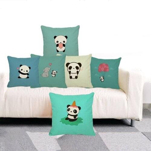 XUNYU Lovely Cartoon Panda Cushion Cover Throw Pillow Case Sofa Bed Cushion Cover Home Decor 45x45cm Throw Pillowcase D0066