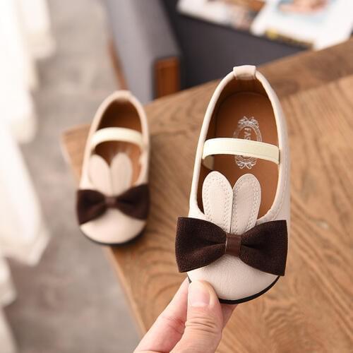 NewCute Children Sandals Shoes Kids Girls Casual Shoes Soft Sole PU Leather Shoes Anti-Slippery Princess Rabbit Shoes Mocassins