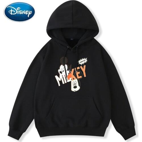 Disney Sweatshirt Fashion Mickey Mouse Letter Cartoon Print Hooded Pocket Unisex Women Couples Long Sleeve Tops 8 Colors Female