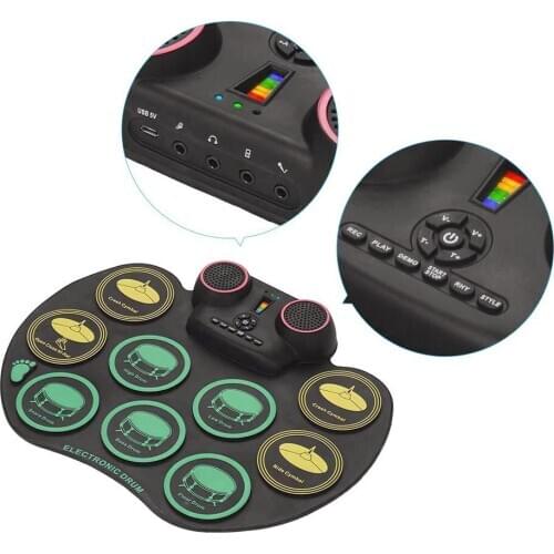 Electronic Drum Set,with Bluetooth,Practice Drum Pad,Rechargeable Midi Drum Kit with Built-in Dual Speakers and Headphone Jack