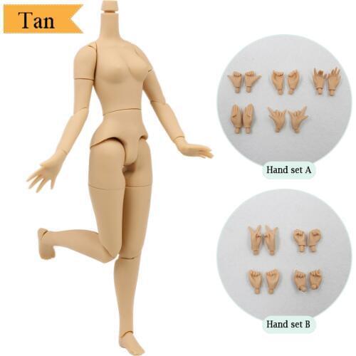Fortune Day Tan skin body 8.5 inch For 12 inch Blyth doll with Big Breast and nipple steady neck
