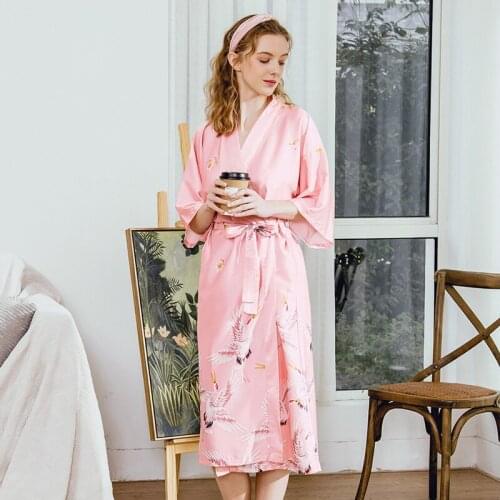 Summer Satin Kimono Bathrobe Women Bride Bridesmaid Wedding Robe Dress Gown Sexy Flower Long Sleepwear