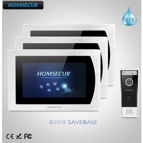 HOMSECUR 7" Wired Hands-free Video&Audio Home Intercom Aluminium Alloy Camera Wide Angle BC031-B + BM717-S
