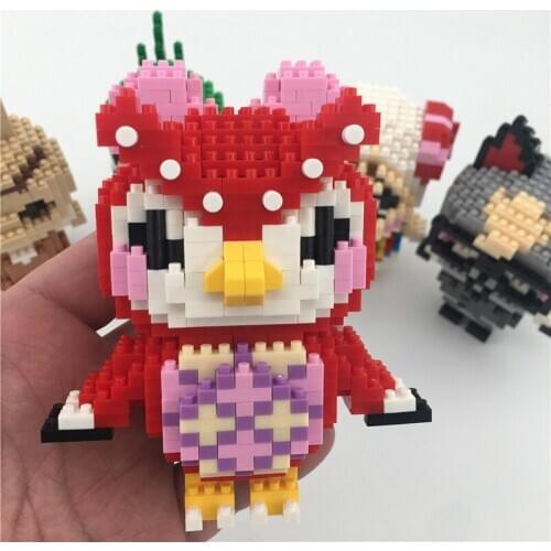 Game Animal Crossing Owl Bird Blathers 3D Model DIY Small Mini Diamond Blocks Bricks Building Toy for Children Gift