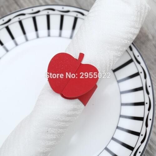 Apple Napkin Rings, Set of 12/24/48 pcs,Dark Red apple napkin rings, Red Wine Rosh Hashana party decor, Fall silverware rings