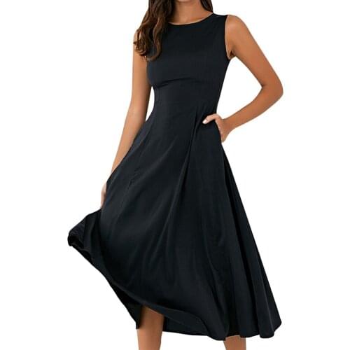 Summer Euramerican Womens Dresses CA Casual Sleeveless A-line Dress Tank Party Sexy Dress Women Fit Flare Plus Size Vestidos