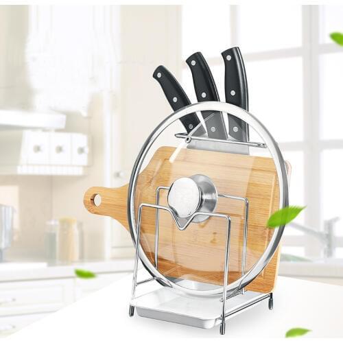 Multi-functional Stainless Steel Double Kitchen Tool Storage Rack Chopping Pan Lid Chopper Dish Drain Storage Organizers Holder