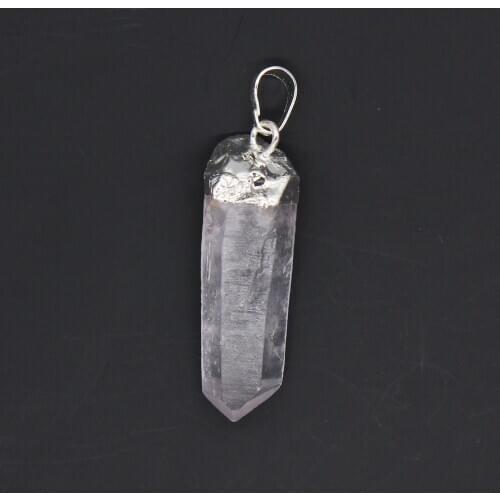 Trendy-beads Personalized Silver Plated Irregular Shape Natural Rock Crystal Pendant For Party Gift