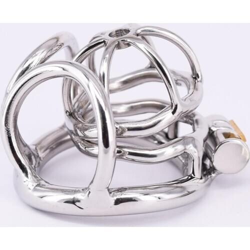 Stainless Steel Male Chastity Cage Small Metal Cockring Arc Testicle Bondage Gear Chastity Devices Balls Locking Ring for Men