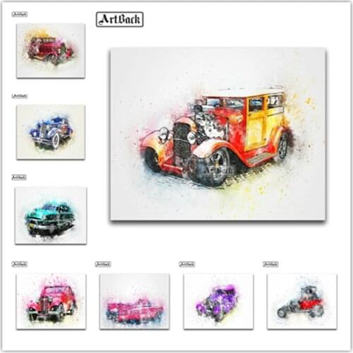 New Watercolor car icon 5d diy diamond painting color car full square drill diamond embroidery rhinestone mosaic home decoration