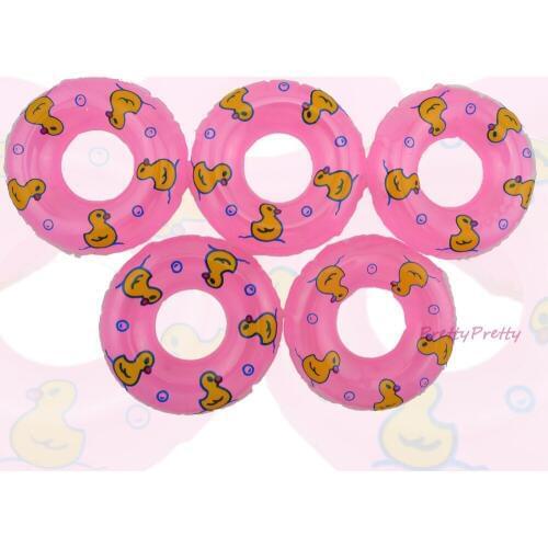 Wholesale Free Shipping 25 Pcs Mini Pink Swimming Buoy Lifebelt Ring Accessories For Barbie Doll Swimming Laps Baby Kid Toy