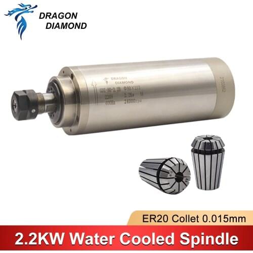 Original CNC 2.2KW Water Cooled Spindle Head Motor 3 Bearings + 8pcs 0.015mm ER20 Collet For CNC Milling Engraving Machine
