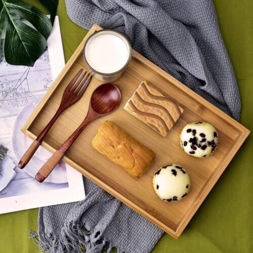 Portable Rectangular Fruit Tea Food Serving Tray For Restaurant Home Rectangular Solid Wood Tray Creative Hotel Serving Plate
