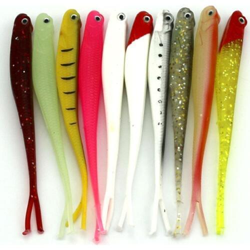Big Sale 10pcs Long Tail Fishing Lure Minnow 3D Fish Eyes Soft Bait Sea Simulation Fishing Lures 10 Colors 13cm 8.5g