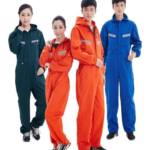 Hooded Working Overalls For Men Women Reflective Tooling Overall Repairman Jumpsuits Working Uniforms Plus Size S-5XL Coveralls