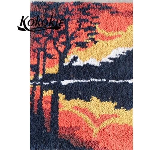 Christmas latch hook kits for adults large printed canvas yarn carpet diy latch hook rug kits carpet embroidery carpet diy rug