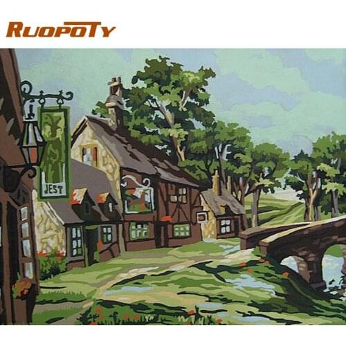 RUOPOTY 60x75cm Diy Painting By Numbers Kits With Frame House Acrylic Wall Art Picture For Home Decors Coloring By Numbers