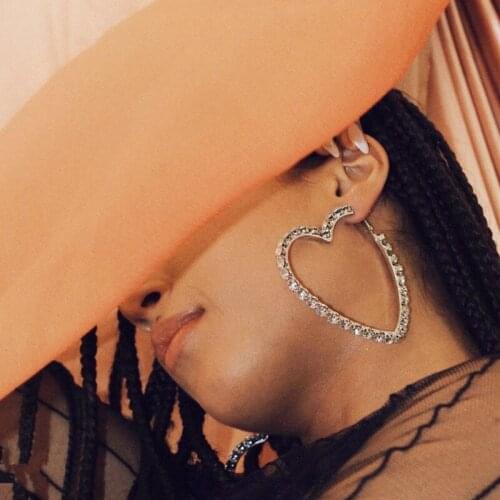 Earings Fashion Jewelry 2021 European Personality Geometric Heart Rhinestone Womens Minimalist Party Family Big Earrings