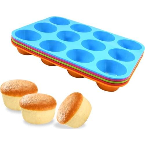 Mini Muffin 12 Holes Silicone Round Mold DIY Cupcake Cookies Fondant Baking Pan Non-Stick Pudding Cake Mold Baking Tool