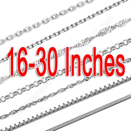 Smaple 10Pcs 16-30" Mix 10 Style Genuine 925 Sterling Silver Jewelry Snake ROLO Figaro Necklace Chains With Lobster Clasps