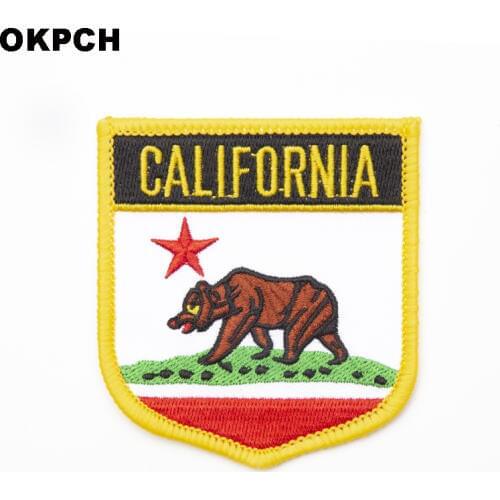 U.S.A California State Iron On Patch Embroidered Clothes Patch For Clothing Stickers Garment 1pcs 6*7cm UPI-0200-S