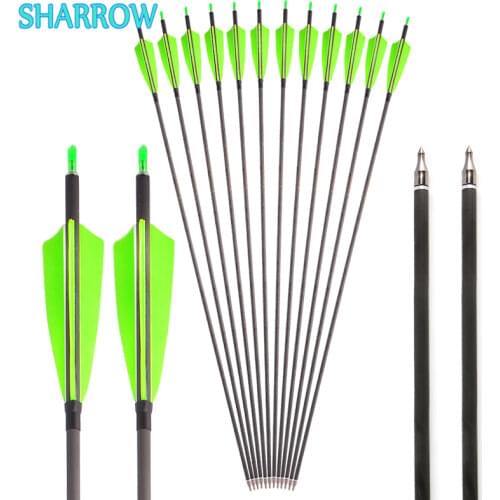 6/12pcs 35" Carbon Arrows Spine 400 4" Turkey Feathers Replaceable 100 Grain Arrowhead for Arcehry Hunting Shooting Accessories
